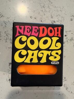 Needoh Cool Cats Cat- Squishy Squeeze Stress Fidgit Toy Orange Schylling NEW!!